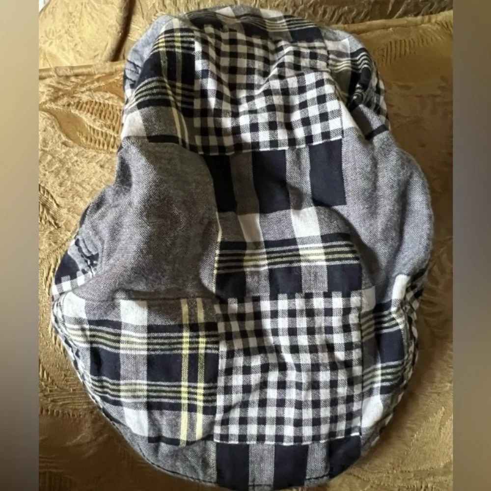 Gymboree Collar Polo Cotton top with plaid trim  & Matching Cap Plaid baby boy